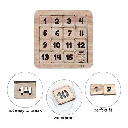 Mini Travel Puzzles for Kids, Wood Intelligence Brain Teaser Jigsaw Puzzle Number Slide Fifteen Puzzle