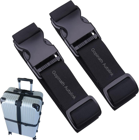 Heavy Duty with Quick-Release Buckle Suitcase Safe Belt with Name Card, Adjustable Buckle for Traveling Bags, Bike
