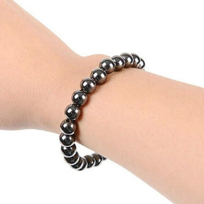 Natural Round Beads Magnetic Hematite Crystal Stone 8mm Bracelet (Pack of 2)