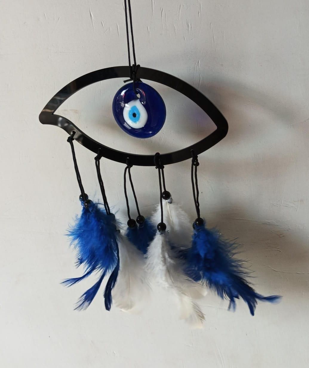 Car Rear View Mirror Decor Ornament Accessories Good Luck Charm Protection Interior Wall Hanging showpiece Dream Catchers (Evil Eye)