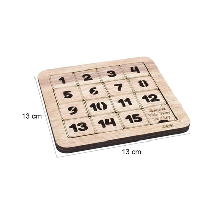 Mini Travel Puzzles for Kids, Wood Intelligence Brain Teaser Jigsaw Puzzle Number Slide Fifteen Puzzle