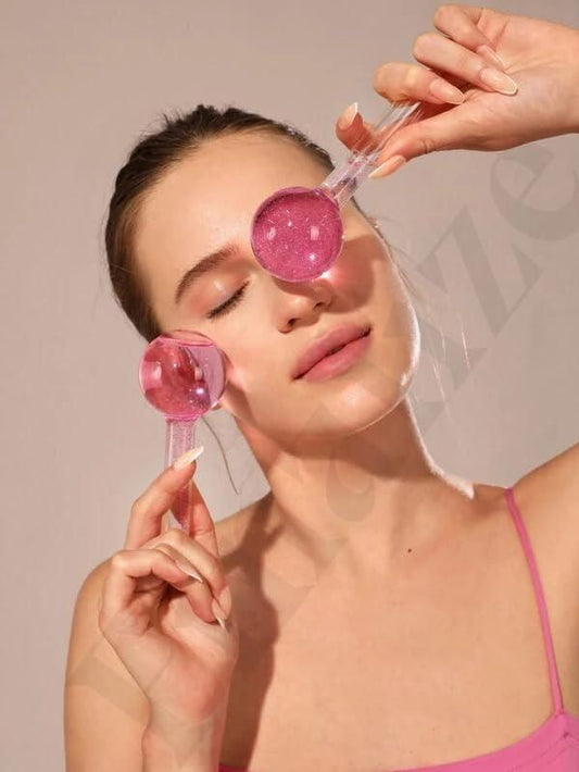 2pcs Crystal Ice Ball for Facials - Reduce Puffiness and Tighten Skin with Beauty Cooling Massage Tool
