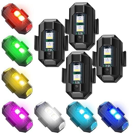 Safety Signal Aircraft Blinking Strobe 7 Colors Led Light Multipurpose Waterproof for Motorbike (Pack of 4)