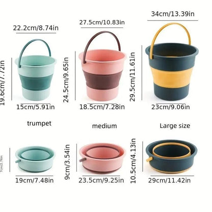 Folding Water Bucket Outdoor Fishing Bucket Size Car Travel Car Wash Bucket Home Portable Thickened Plastic Portable